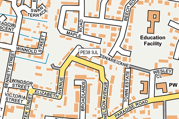 PE38 9JL map - OS OpenMap – Local (Ordnance Survey)