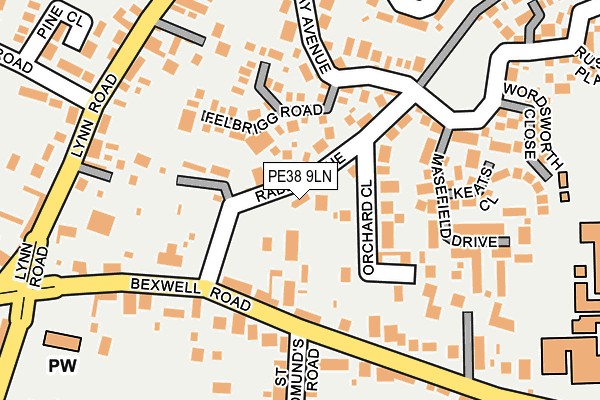 PE38 9LN map - OS OpenMap – Local (Ordnance Survey)