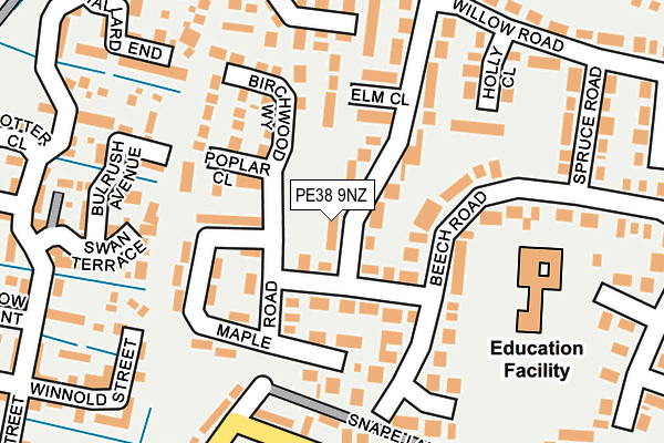 PE38 9NZ map - OS OpenMap – Local (Ordnance Survey)