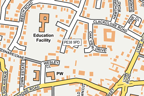 PE38 9PD map - OS OpenMap – Local (Ordnance Survey)