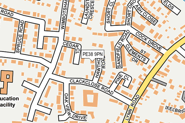 PE38 9PN map - OS OpenMap – Local (Ordnance Survey)