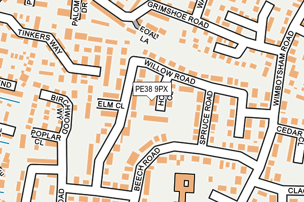 PE38 9PX map - OS OpenMap – Local (Ordnance Survey)