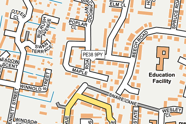 PE38 9PY map - OS OpenMap – Local (Ordnance Survey)