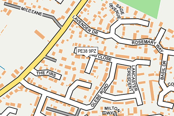 PE38 9PZ map - OS OpenMap – Local (Ordnance Survey)