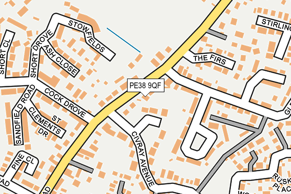 PE38 9QF map - OS OpenMap – Local (Ordnance Survey)