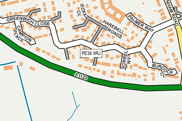 PE38 9RJ map - OS OpenMap – Local (Ordnance Survey)