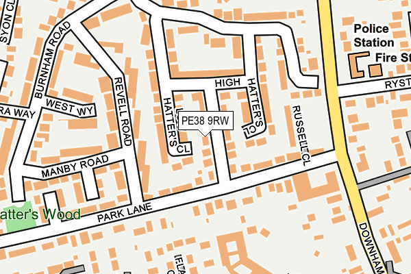PE38 9RW map - OS OpenMap – Local (Ordnance Survey)