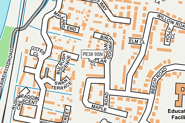 PE38 9SN map - OS OpenMap – Local (Ordnance Survey)