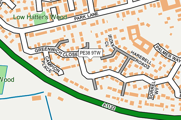 PE38 9TW map - OS OpenMap – Local (Ordnance Survey)