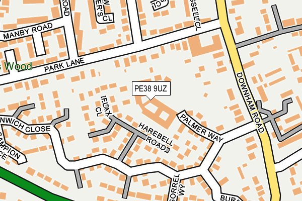 PE38 9UZ map - OS OpenMap – Local (Ordnance Survey)