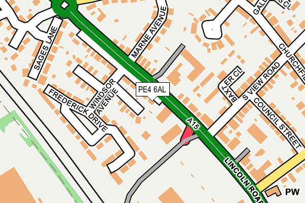PE4 6AL map - OS OpenMap – Local (Ordnance Survey)