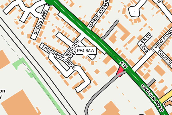 PE4 6AW map - OS OpenMap – Local (Ordnance Survey)