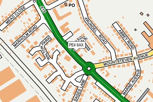 PE4 6AX map - OS OpenMap – Local (Ordnance Survey)