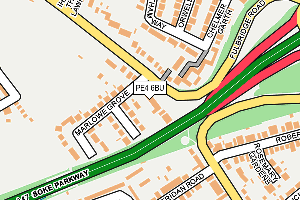 PE4 6BU map - OS OpenMap – Local (Ordnance Survey)