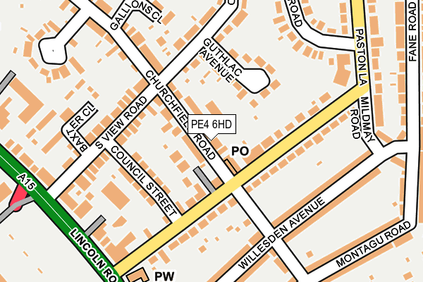 PE4 6HD map - OS OpenMap – Local (Ordnance Survey)
