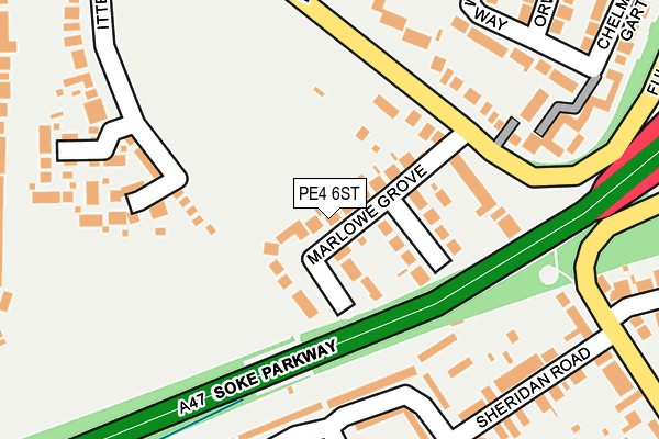 PE4 6ST map - OS OpenMap – Local (Ordnance Survey)