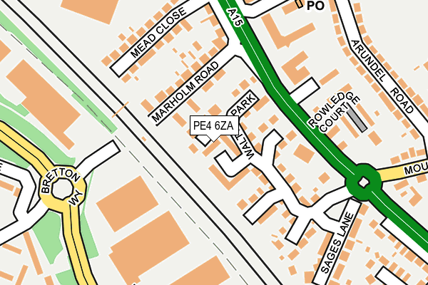 PE4 6ZA map - OS OpenMap – Local (Ordnance Survey)