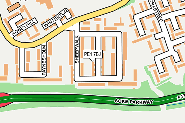 PE4 7BJ map - OS OpenMap – Local (Ordnance Survey)