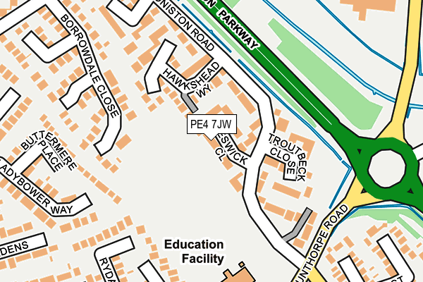 PE4 7JW map - OS OpenMap – Local (Ordnance Survey)