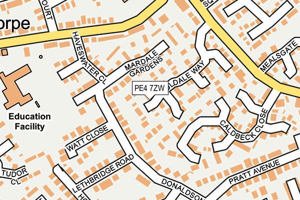 PE4 7ZW map - OS OpenMap – Local (Ordnance Survey)