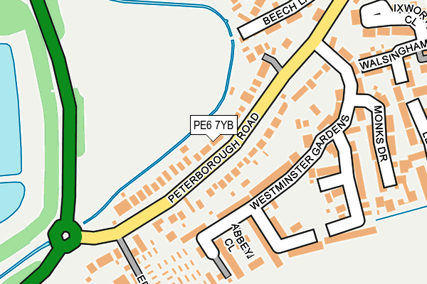 PE6 7YB map - OS OpenMap – Local (Ordnance Survey)
