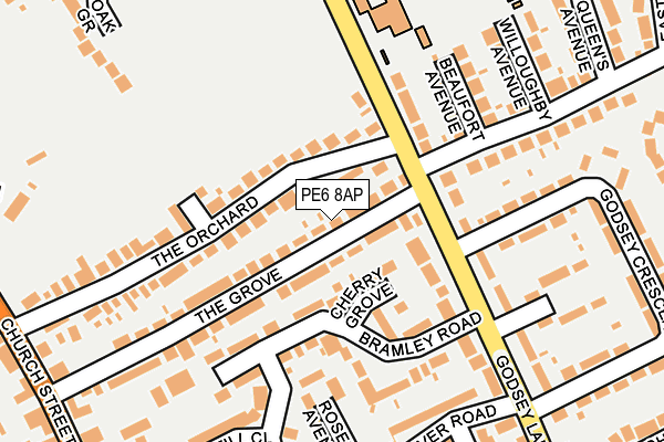 PE6 8AP map - OS OpenMap – Local (Ordnance Survey)
