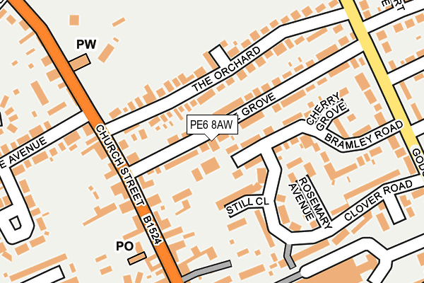 PE6 8AW map - OS OpenMap – Local (Ordnance Survey)
