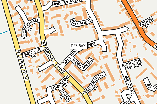 PE6 8AX map - OS OpenMap – Local (Ordnance Survey)