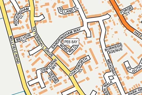 PE6 8AY map - OS OpenMap – Local (Ordnance Survey)