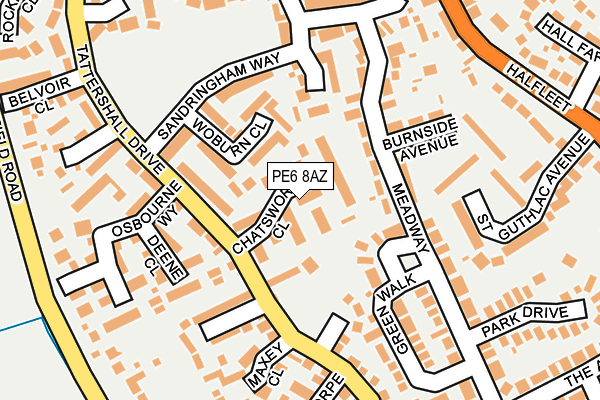 PE6 8AZ map - OS OpenMap – Local (Ordnance Survey)
