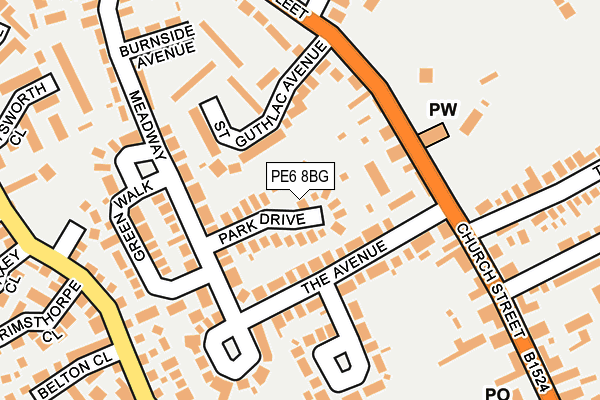 PE6 8BG map - OS OpenMap – Local (Ordnance Survey)