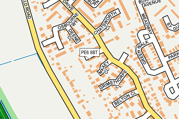 PE6 8BT map - OS OpenMap – Local (Ordnance Survey)