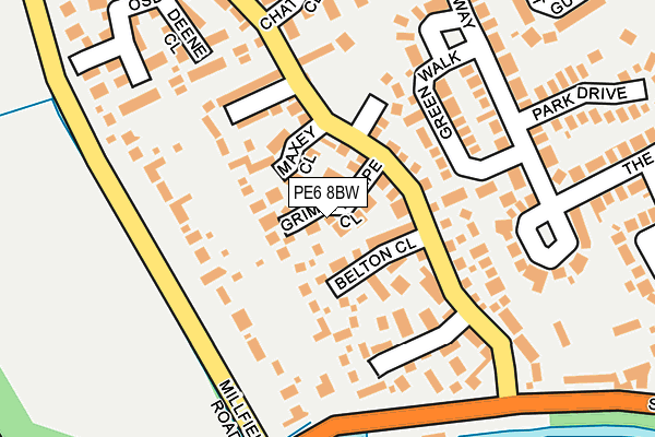 PE6 8BW map - OS OpenMap – Local (Ordnance Survey)