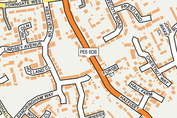 PE6 8DB map - OS OpenMap – Local (Ordnance Survey)
