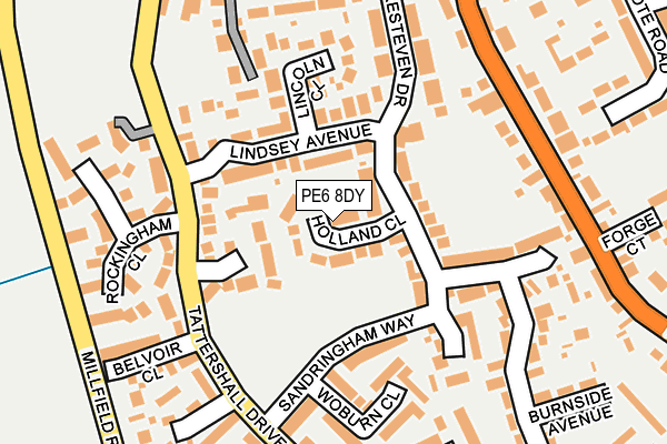 PE6 8DY map - OS OpenMap – Local (Ordnance Survey)