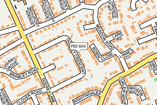 PE6 8HX map - OS OpenMap – Local (Ordnance Survey)