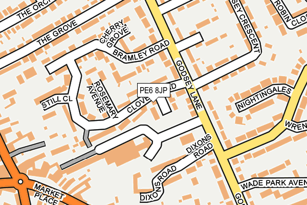 PE6 8JP map - OS OpenMap – Local (Ordnance Survey)