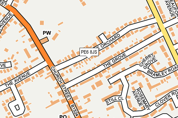 PE6 8JS map - OS OpenMap – Local (Ordnance Survey)