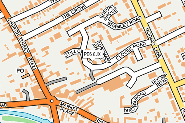 PE6 8JX map - OS OpenMap – Local (Ordnance Survey)