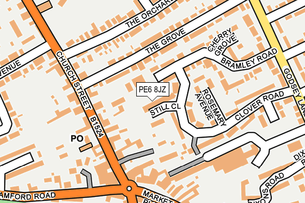 PE6 8JZ map - OS OpenMap – Local (Ordnance Survey)
