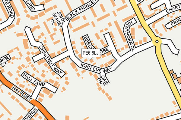PE6 8LJ map - OS OpenMap – Local (Ordnance Survey)
