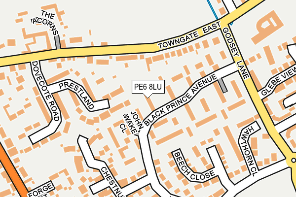 PE6 8LU map - OS OpenMap – Local (Ordnance Survey)