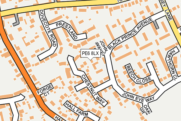 PE6 8LX map - OS OpenMap – Local (Ordnance Survey)
