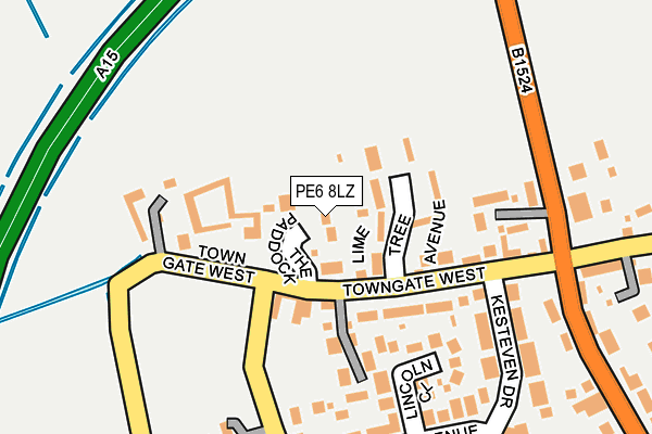 PE6 8LZ map - OS OpenMap – Local (Ordnance Survey)