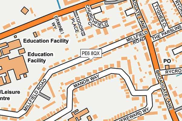 PE6 8QX map - OS OpenMap – Local (Ordnance Survey)