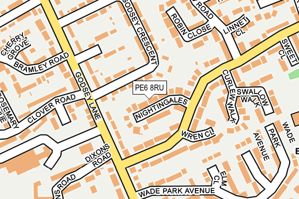 PE6 8RU map - OS OpenMap – Local (Ordnance Survey)