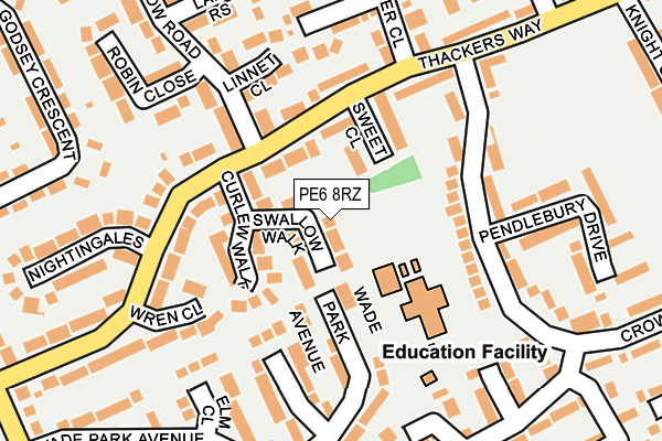 PE6 8RZ map - OS OpenMap – Local (Ordnance Survey)