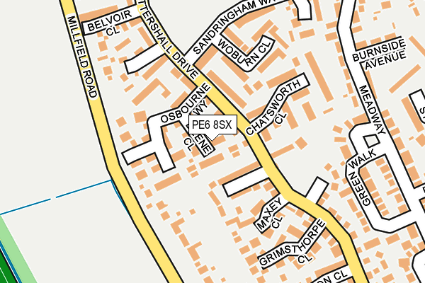 PE6 8SX map - OS OpenMap – Local (Ordnance Survey)