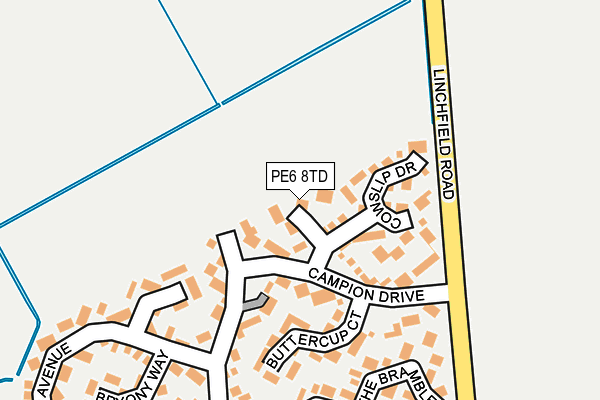 PE6 8TD map - OS OpenMap – Local (Ordnance Survey)