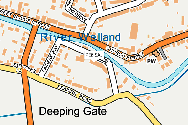 PE6 9AJ map - OS OpenMap – Local (Ordnance Survey)